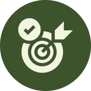 Target and checkmark icon on green background