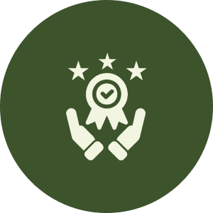 Achievement badge with supportive hands